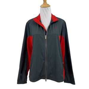 Nike Jacket Women S Small Gray Red Reflective Full Zip Windbreaker Mesh Lined